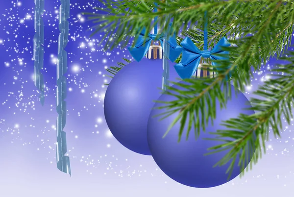 Χριστουγεννιάτικα στολίδια σε μπλε φόντο. — Φωτογραφία Αρχείου