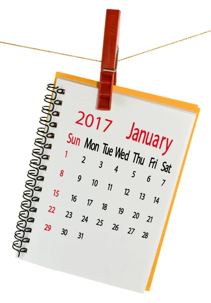 Calendar for January 2017 close-up. — Stock Photo, Image