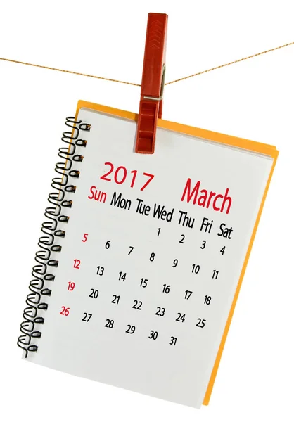 Kalendarz dla marca 2017 zbliżenie. — Zdjęcie stockowe