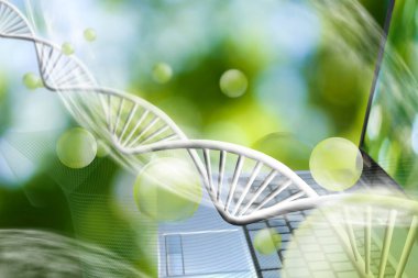 Defter üzerinde Dna zincirleri arka plan görüntü