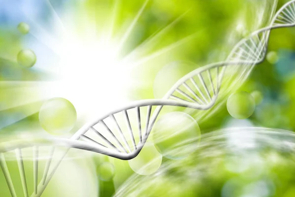 Image de la structure moléculaire et de la chaîne de l'ADN sur fond vert gros plan — Photo