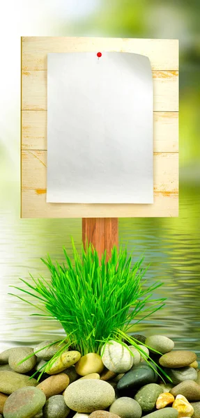 Imagem da folha de papel na placa de madeira . — Fotografia de Stock