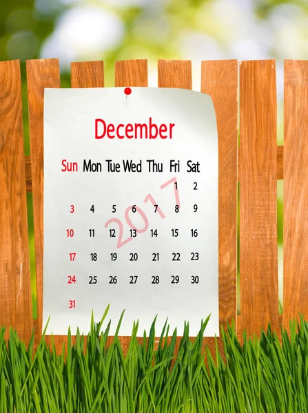 Calendar for December 2017 close-up. — Stock Photo, Image