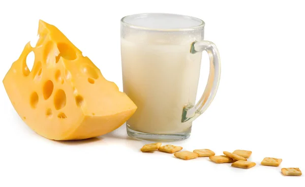 Isoliertes Bild von Käse und Milch — Stockfoto