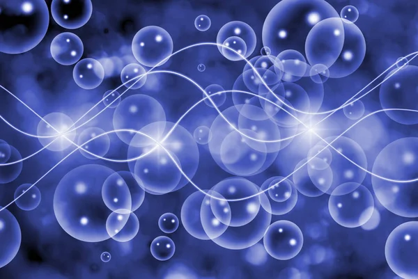 Billede af gennemsigtige bobler på en blå baggrund - Stock-foto