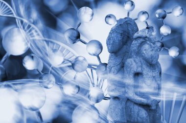 Görüntü moleküler yapısı, Dna zincirleri ve antik Taş heykeller