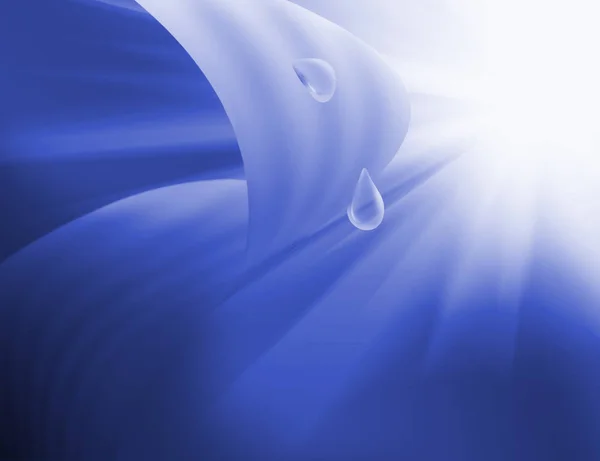 Abstrakcyjny obraz kropli na liść na niebieskim tle — Zdjęcie stockowe