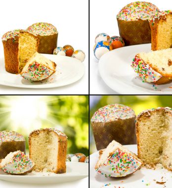 Paskalya yumurtaları ve cupcake yakın çekim görüntüsü