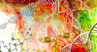 soyut resim zincirine ait Dna ve Terazi