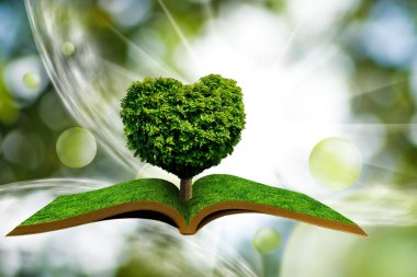 görüntü açık kitap üzerinde kalp şeklinde ağacının