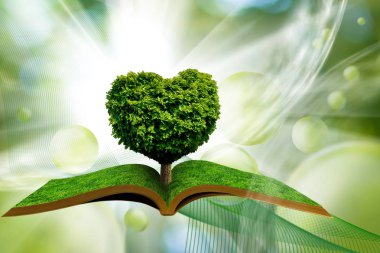 görüntü açık kitap üzerinde kalp şeklinde ağacının
