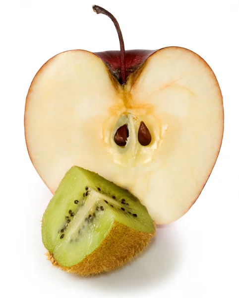 Image of a slice of apple and kiwi fruit — Stock Photo, Image