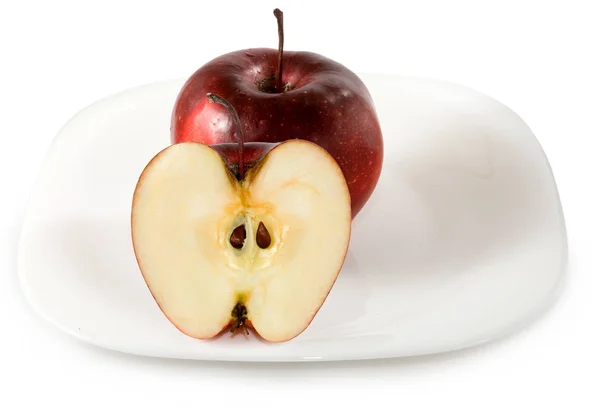 Image of apple on a plate — Stock Photo, Image