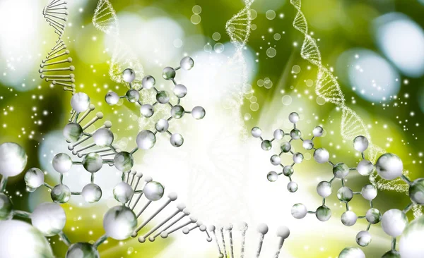 Imagem abstrata da cadeia de DNA sobre um fundo verde — Fotografia de Stock