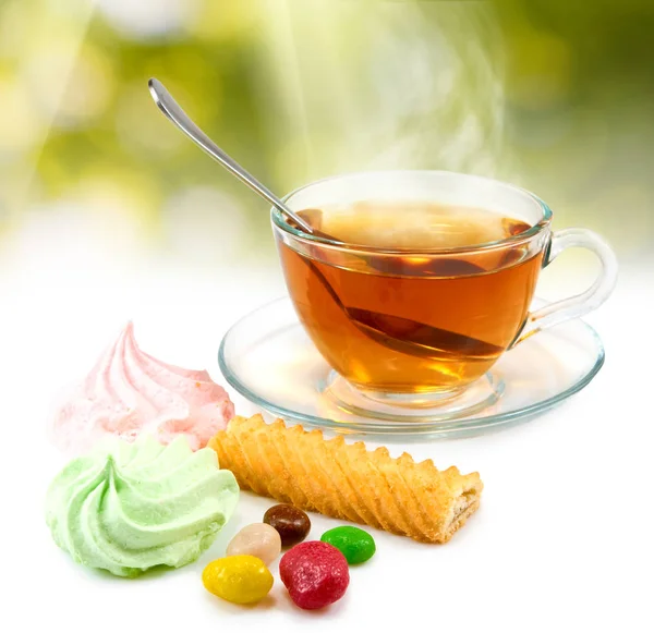 Image of tea and sweets close-up — Stock Photo, Image