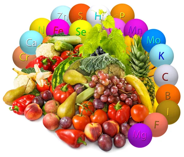 Imagen muchas frutas y verduras primer plano — Foto de Stock