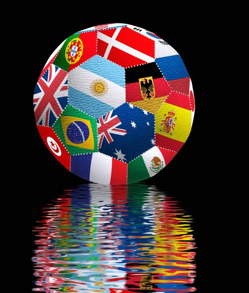 Gestileerde afbeelding van een voetbal van de vlaggen van landen die deelnemen aan de World Cup — Stockfoto