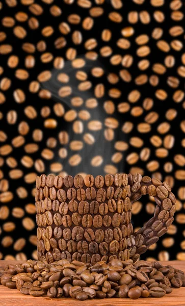 Image stylisée de tasse de grains de café gros plan — Photo