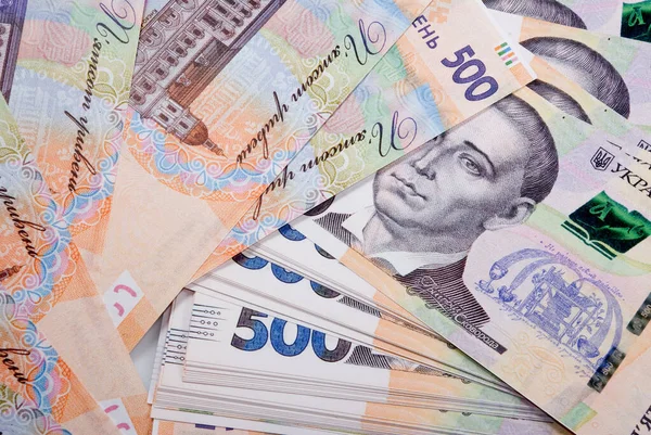 Ukrainische Banknoten im Chaos verstreut — Stockfoto