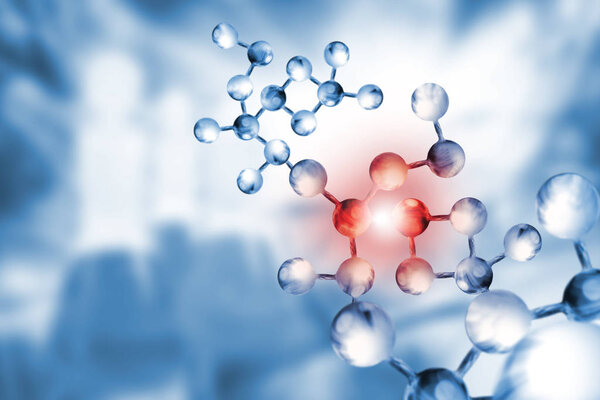 abstract 3d image of dna chain on blurred background