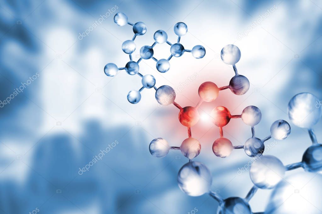 abstract 3d image of dna chain on blurred background