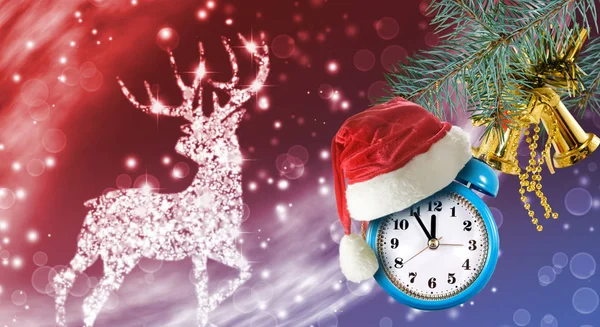 크리스마스 장식으로 시계의 이미지와 크리스마스 — 스톡 사진