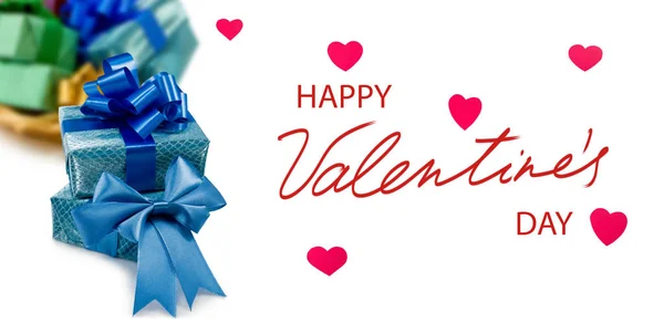 Boldog Valentin Napot Stilizált Szívek Ajándékaival Képeivel — Stock Fotó