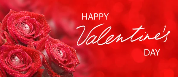 Happy valentines day with beautiful flowers on colorful background — 스톡 사진