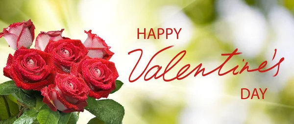 Happy valentines day with beautiful flowers on colorful background — 스톡 사진