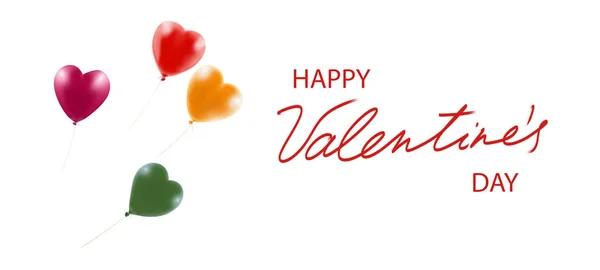 Gelukkige Valentijnsdag Met Feestelijke Hartvormige Ballonnen — Stockfoto
