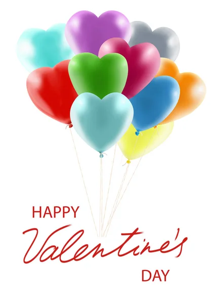 Šťastný Valentýn Slavnostními Balónky Tvaru Srdce — Stock fotografie