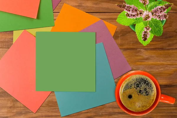 Coffee Flowers Multicolored Pieces Paper Boards — Stock Photo, Image