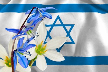 İsrail bayraklarında şenlikli çiçeklerin resmi