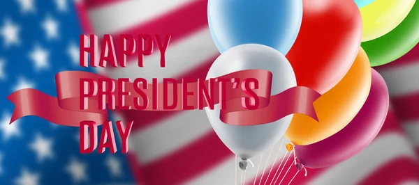 Képeslap Elnöki Nap Ünnepére Amerikai Zászló Képével Ünnepi Lufikkal Gratuláló — Stock Fotó