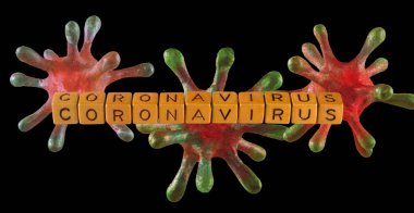 DNA zincirinin stilize edilmiş bir görüntüsünün arka planında koronavirüslerin soyut görüntüsü. 3d illüstrasyon