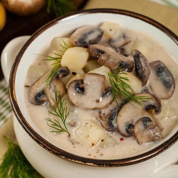 Soupe de pommes de terre aux champignons — Photo