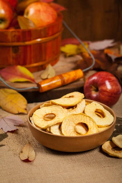 Домашнє сушені яблука — стокове фото