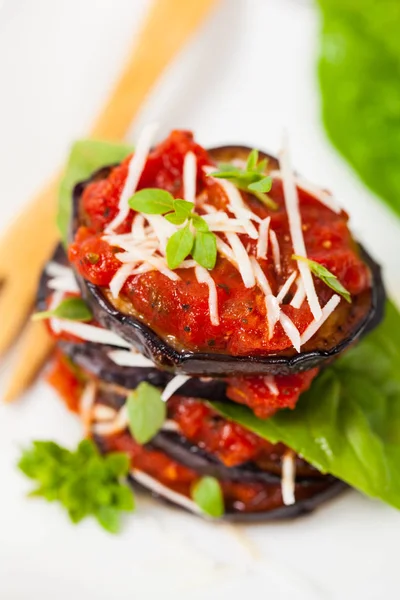 Layered Italian Eggplant Appetizer — Stock Photo, Image