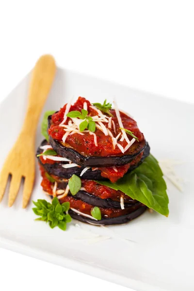 Layered Italian Eggplant Appetizer — Stock Photo, Image