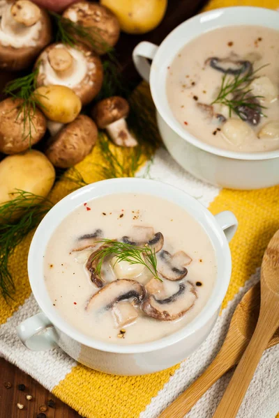 Soupe de pommes de terre aux champignons — Photo