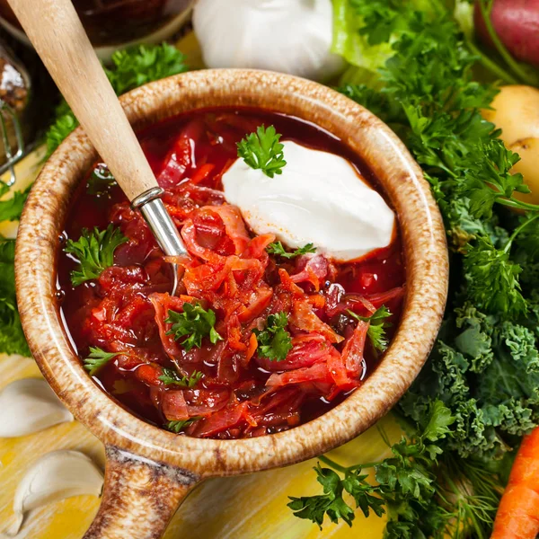 Homemade Beetroot Soup — Stock Photo, Image