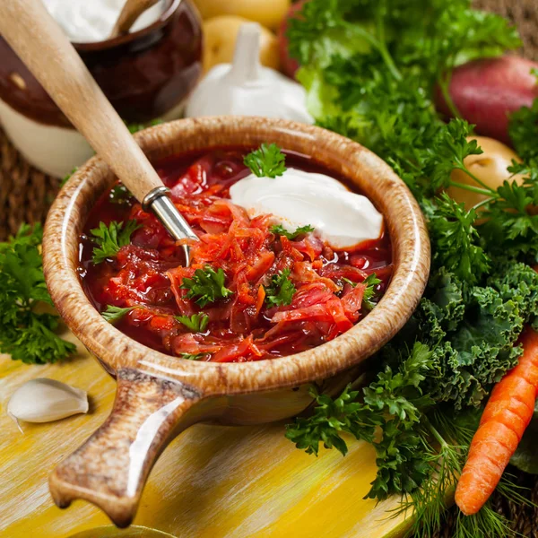 Homemade Beetroot Soup — Stock Photo, Image