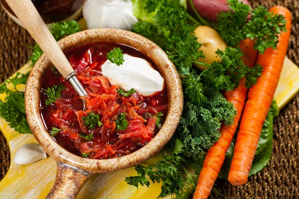 Hausgemachte Rote-Bete-Suppe — Stockfoto