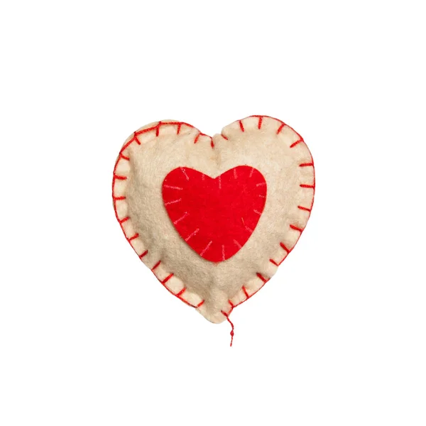 Corazón rojo de fieltro pequeño — Foto de Stock