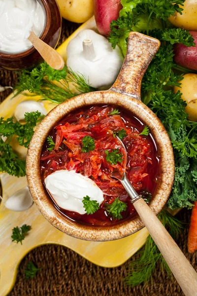 Cabbage Beetroot Soup — Stock Photo, Image