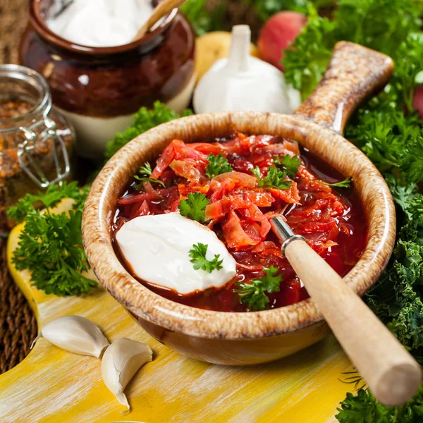 Cabbage Beetroot Soup — Stock Photo, Image