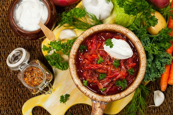 Cabbage Beetroot Soup — Stock Photo, Image