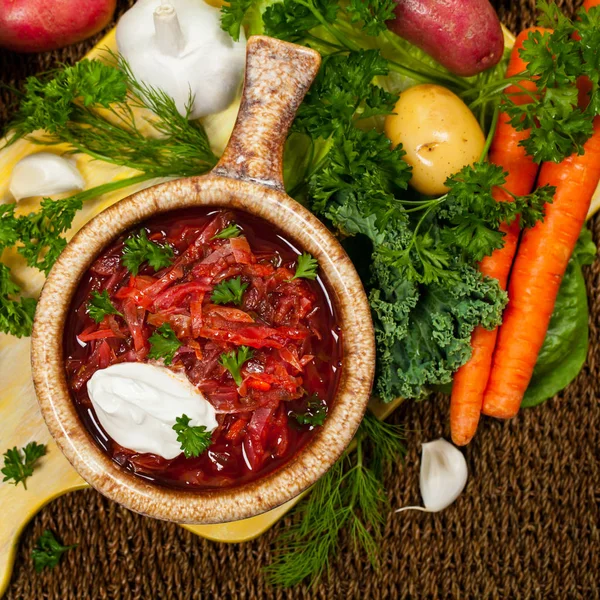 Cabbage Beetroot Soup — Stock Photo, Image