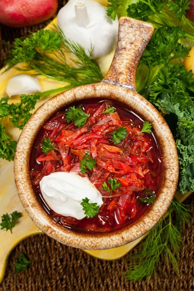 Cabbage Beetroot Soup — Stock Photo, Image