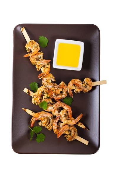 Grilled Shrimp Skewers Appetizer — Stock Photo, Image
